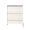 Cômoda Província Jasper com 5 gavetas Off-White fosco c/ dourado