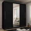 Guarda Roupa Solteiro Gelius Royale 3 Portas com Espelho Preto Madeirado