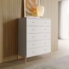 Cômoda Província Jasper com 5 gavetas Branco gloss dourado 