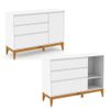Conjunto Quarto Completo Nature Guarda-roupa, Cômoda e Berço- Branco Ecowood