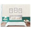 Conjunto Cabeceira Painel Estofada Capitonê 140 cm Suede Areia Paris e Mesa de Centro e Apoio Liz Off White EJ