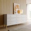 Cômoda Província Jasper com 6 gavetas 1.8 Branco gloss dourado 