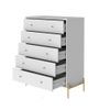 Cômoda Província Jasper com 5 gavetas Branco gloss dourado 