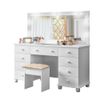 Penteadeira Camarim com 9 Gavetas Branco e Banqueta Branca Acetinado Planet Baby