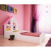 Cama Solteiro Infantil Gelius Casinha com 4 Divisorias e Adesivo Decorativo Branco