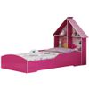 Cama Solteiro Infantil Gelius Casinha com 4 Divisorias e Adesivo Decorativo Rosa Pink