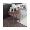 Conjunto Cabeceira Painel Estofada Capitonê 140 cm Corino Branco Paris e Mesa de Apoio Legs Terracota com Luminaria de chão Tebarrot Classic Amendoa