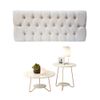 Conjunto Cabeceira Painel Estofada Capitonê 140 cm Suede Areia Paris e Mesa de Centro e Apoio Liz Off White EJ
