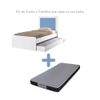 Kit Cama Bibox Cambel Luara Branca/Azul + Colchão de Solteiro Liso D20 188x88x12 Sensor