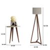Conjunto Cabeceira Estofada Capitonê 140cm Corino Preto Paris e Mesa Lateral Legs Alta Off White com Luminária de chão Tebarrot Classic Amêndoa