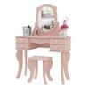 PENTEADEIRA PATRIMAR PRINCESA 4 GAVETAS COM BANQUETA ROSA