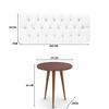 Conjunto Cabeceira Painel Estofada Capitonê 140cm Corino Branco Paris e Mesa de Apoio Legs Terracota