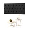 Conjunto Cabeceira Painel Estofada Capitonê 140 cm Corino Preto Paris e Mesa de Centro e Apoio Liz Off White EJ