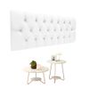 Conjunto Cabeceira Estofada Capitonê 160 cm Queen Corino Branco e Mesa de Centro e Apoio Liz Off White EJ