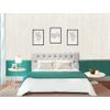 Conjunto Cabeceira Painel Estofada Capitonê 140 cm Suede Areia Paris e Mesa de Centro e Apoio Liz Off White EJ