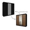 Guarda Roupa Solteiro Gelius Royale 3 Portas com Espelho Preto Madeirado