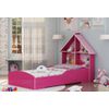 Cama Solteiro Infantil Gelius Casinha com 4 Divisorias e Adesivo Decorativo Rosa Pink