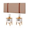  Conjunto Cabeceira para Cama Queen Bege 160 cm com Kit 2 Mesas de Cabeceira Off White/Canela Incasa