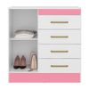 Cômoda Montevidéu 4 Gavetas Branco e Rosa Demobile 