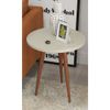 Conjunto Cabeceira Painel Estofada Capitonê 140cm Corino Branco Paris e Mesa Lateral Patrimar Legs Alta Off White
