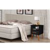 Conjunto Cabeceira Casal 2.40 m com Frame Laranjeiras Ripado Off White e Duas Mesas de Cabeceira 1 Gaveta Preto Incasa 