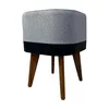 Puff Ravena Decorar Linho Cinza com Courino Preto 