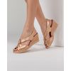 Sandália Slingback Anabela Floralis - Ouro