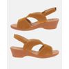 Sandália Salto Médio Verbena - Suede Caramelo Claro