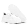 Tenis Feminino Sapatenis Sola Alta Listras Branco