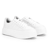 Tenis Feminino Sapatenis Sola Alta Listras Branco