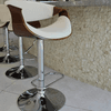 Banqueta Rivatti Nicole Madeira Base Cromada PU Bege Linho
