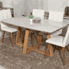 Mesa de Jantar Provincia Bennet 1.60 Retangular C/ Vidro - Natural - Off White 