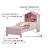 Cama Solteiro Princesa Branca Rosa Basoto + Colchão Sensor Liso D20 188x88x12 