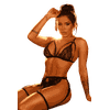 Conjunto Cinta Liga Em Renda Preta 48 (PLUS)