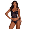 Corselet Em Malha Acetinada Com Barabtanas E Bojo Azul G