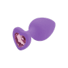 Plug Anal Em Silicone Roxo Com Coração Rosa M
