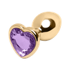 Plug Anal P Aço Dourado Coração Roxo