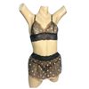 Conjunto Coração Com Sainha (ID1118)- - Preto c/ Bege