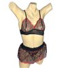 Conjunto Coração Com Sainha (ID1118)- - Preto c/ Vermelho