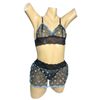 Conjunto Coração Com Sainha (ID1118)- - Preto c/ Azul