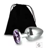 Plug de Metal G Cromado Com Strass 8cm SI (5847) - Pedra Lilás