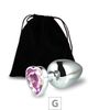 Plug de Metal G Com Pedra Formato de Coração 8cm SI (5850) - Pedra Rosa