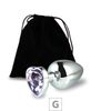 Plug de Metal G Com Pedra Formato de Coração 8cm SI (5850) - Pedra Lilás