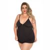 *Camisola Dantele Fechada Plus Size (PS2059) - Preto