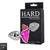 Plug de Metal Cromado Com Pedra de Coração (HA161C)- - Rosa