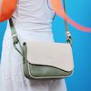 Bolsa de Couro - ABA - Sálvia E Off White