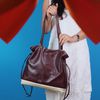 Bolsa de Couro - AURA - Madeira e Off White