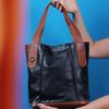 Bolsa de Couro - CELEBRAR - Preto E Chocolate 