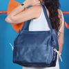 Bolsa de Couro - CONFIAR - Azul Anil e Off white