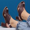 Sandália Salto Grosso Médio Peep Toe Madeira - VENEZA - 177.20